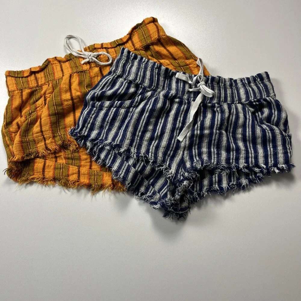 BDG Urban Outfitters Mini‎ Shorts Size L Linen Blend Striped Hot Pants Lot of 2